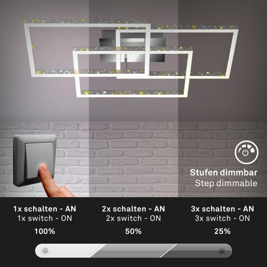 Brilo - Светодиодный потолочный светильник с регулированием яркости FRAME LED/57W/230V 3000K матовый хром
