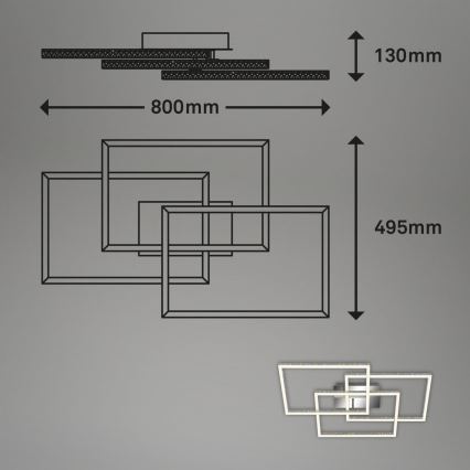 Brilo - Светодиодный потолочный светильник с регулированием яркости FRAME LED/57W/230V 3000K матовый хром