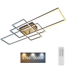Brilo - Светодиодная припотолочная люстра с регулированием яркости FRAME LED/51W/230V 2700-5000K коричневый/золотистый + дистанционное управление