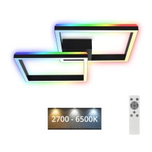 Brilo - Светодиодная припотолочная RGBW-люстра с регулированием яркости FRAME 2xLED/17W/230V 2700-6500K + дистанционное управление