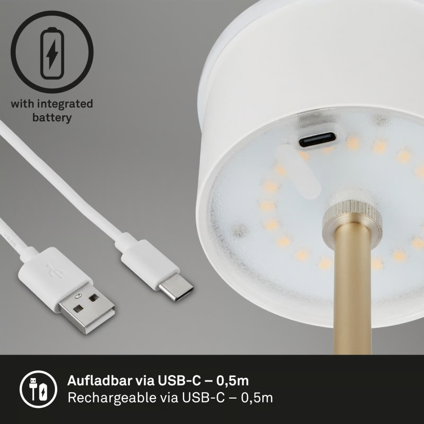 Brilo - LED акумуляторна сенсорна зовнішня настільна лампа з регулюванням яскравості KIKI LED/2,6W/5V IP44 2600 mAh коричнева
