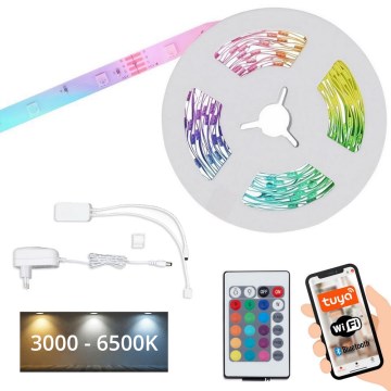 Brilo - Світлодіодна RGBW стрічка з регулюванням яскравості 6,5м LED/15W/230V Wi-Fi Tuya + пульт дистанційного керування
