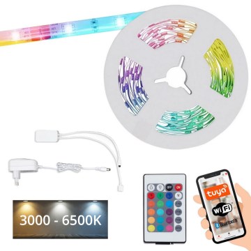 Brilo - Світлодіодна RGBW стрічка з регулюванням яскравості 6,5м LED/18W/230V Wi-Fi Tuya + пульт дистанційного керування