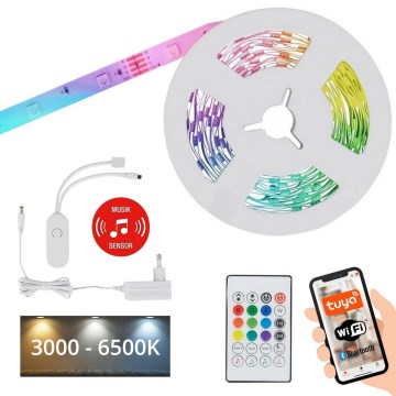 Brilo - Світлодіодна RGBW стрічка з регулюванням яскравості MUSIC 6,65м LED/18W/230V Wi-Fi Tuya + пульт дистанційного керування