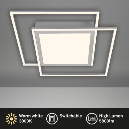 Brilo - LED стельовий світильник 2xLED/16W/230V + LED/19W 51,5x51,5 cm 3000K матовий хром