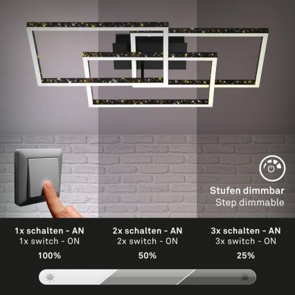 Brilo - Світлодіодний стельовий світильник з регулюванням яскравості FRAME LED/57W/230V 3000K чорний