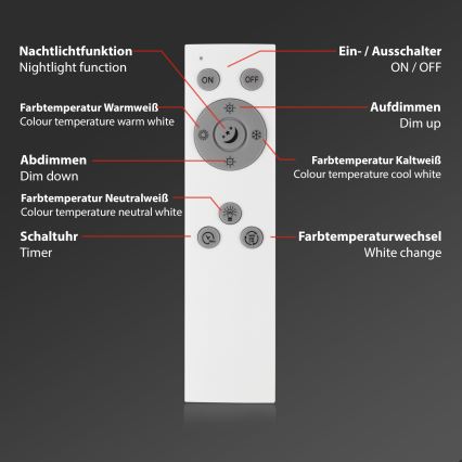 Brilo - Світлодіодний стельовий світильник з регулюванням яскравості PIATTO LED/24W/230V 3000-6500K 100x25 см + пульт дистанційного керування
