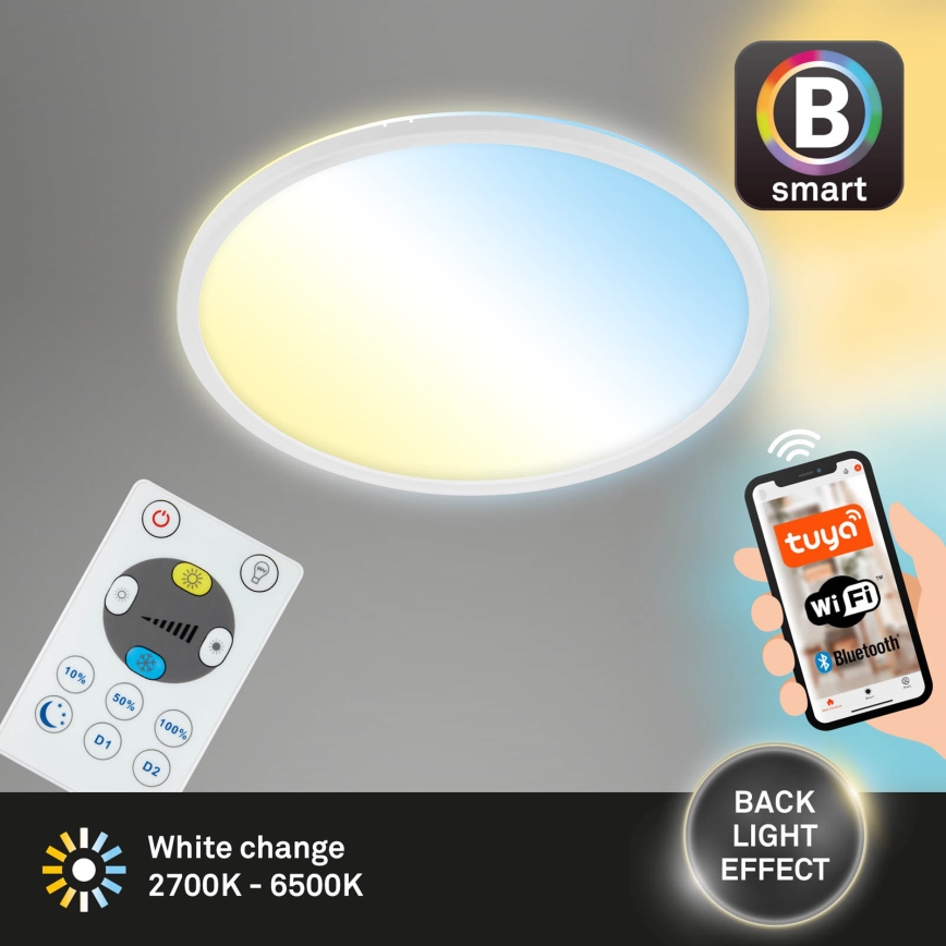 Brilo - Світлодіодний стельовий світильник з регулюванням яскравості SLIM LED/22W/230V 2700-6500K Wi-Fi Tuya + пульт дистанційного керування