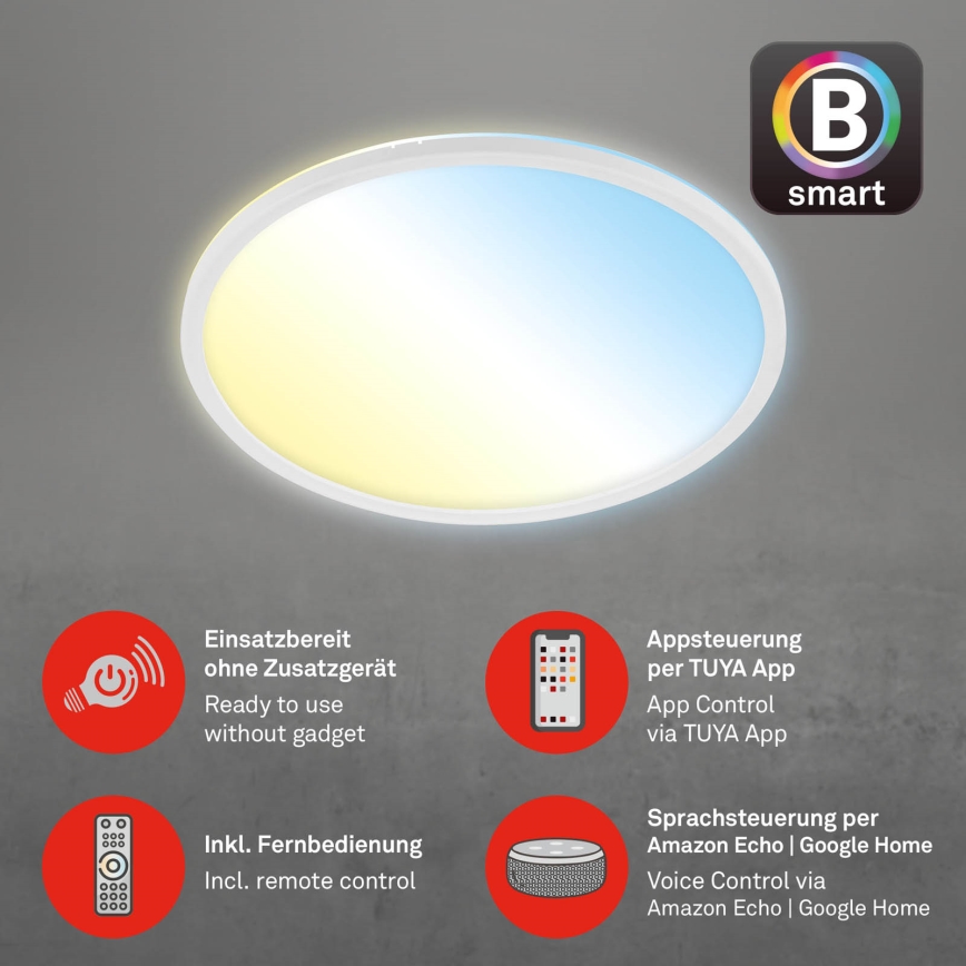 Brilo - Світлодіодний стельовий світильник з регулюванням яскравості SLIM LED/22W/230V 2700-6500K Wi-Fi Tuya + пульт дистанційного керування