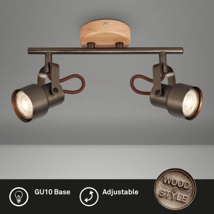 Brilo - LED точковий світильник TAHUN 2xGU10/5W/230V 3000K коричневий