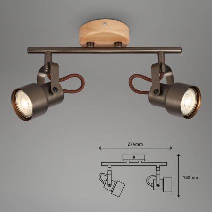 Brilo - LED точковий світильник TAHUN 2xGU10/5W/230V 3000K коричневий