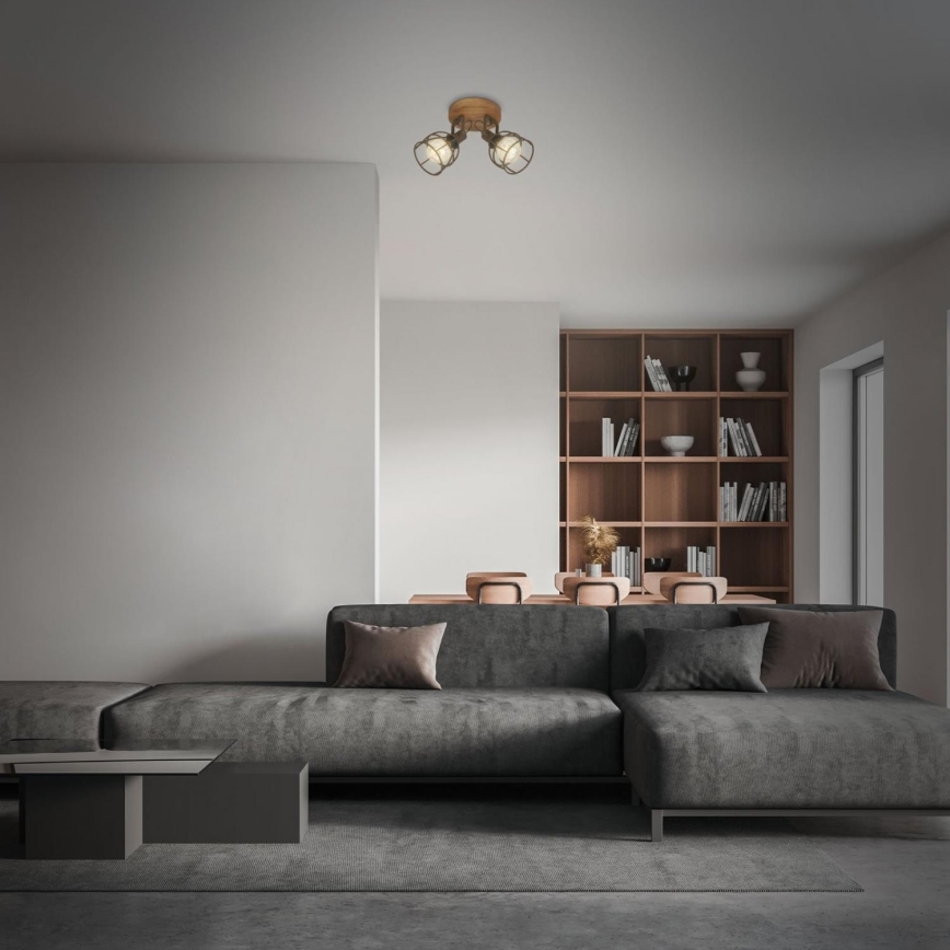 Brilo - Точечный светильник VINTAGE 2xE27/25W/230V коричневый