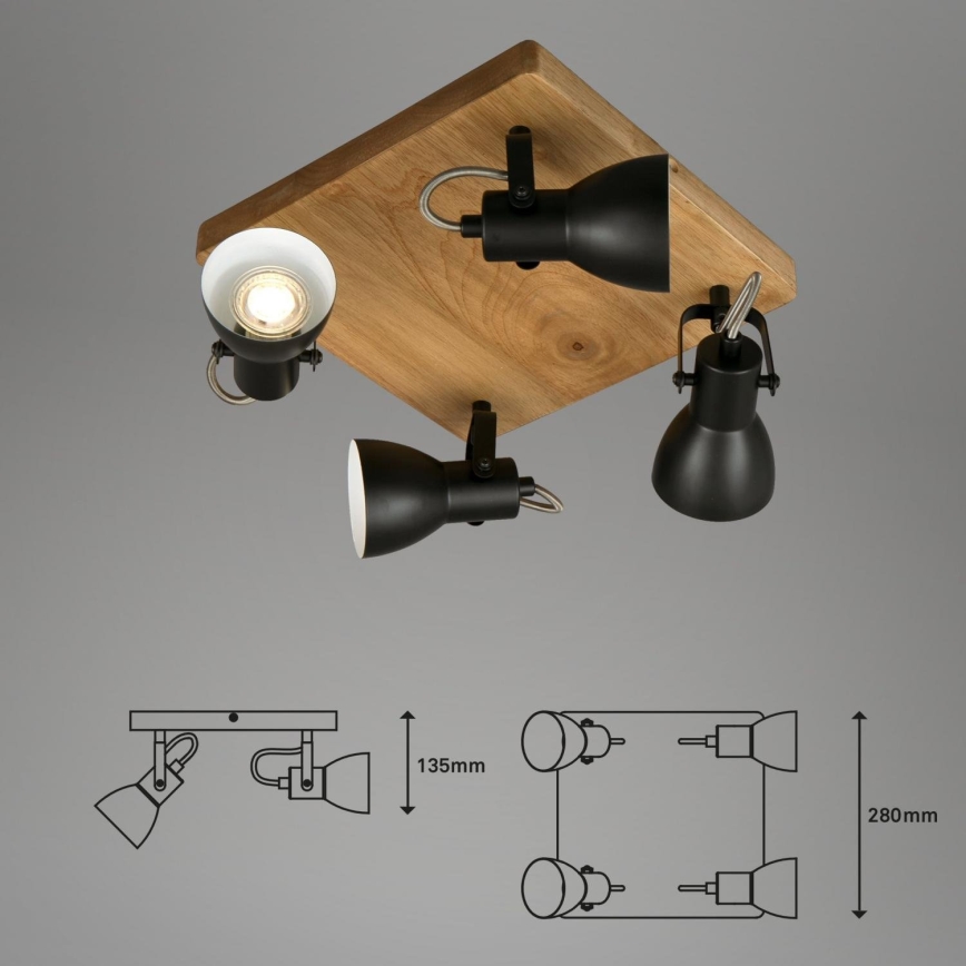 Brilo - Точечный светильник VINTAGE 4xGU10/35W/230V