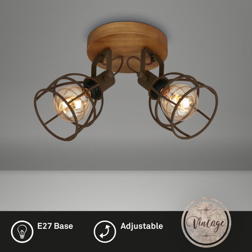 Brilo - Точковий світильник VINTAGE 2xE27/25W/230V коричневий