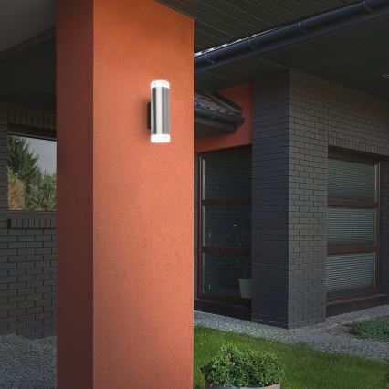 Brilo - Вуличний світлодіодний настінний світильник 2xGU10/4,7W/230V IP44 4000K матовий хром