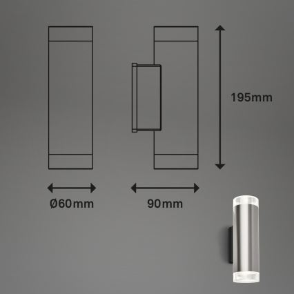 Brilo - Вуличний світлодіодний настінний світильник 2xGU10/4,7W/230V IP44 4000K матовий хром