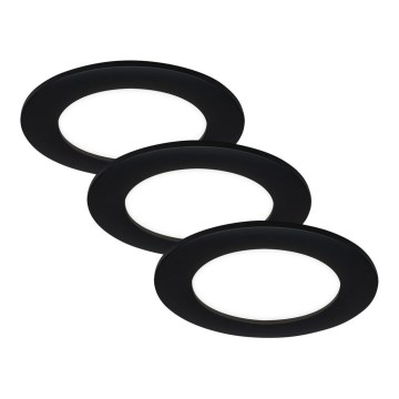 Brilo - КОМПЛЕКТ 3x LED встраиваемых потолочных светильников для ванной FLAT LED/6W/230V IP44 черный