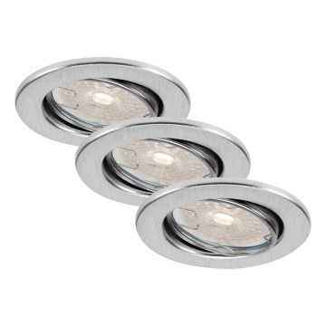 Brilo - Комплект із 3 димованих вбудованих точкових LED-світильників для ванної кімнати DIMM LED/5,5W/230V IP23 матовий хром