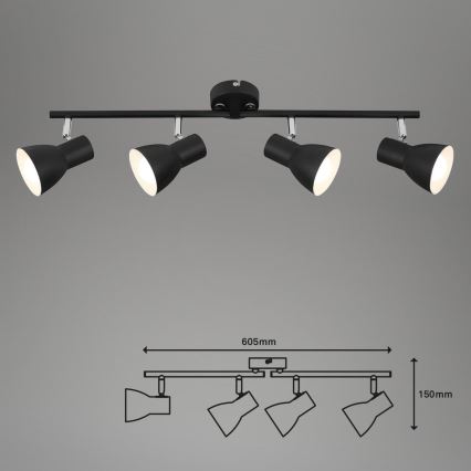 Briloner 10698890 - Точечный светильник 4xE14/25W/230V черный