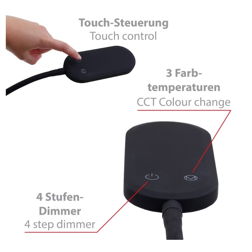 Briloner 1297-015 - Світлодіодна регульована гнучка підлогова лампа LED/6,6W/230V 3000K/4000K/6000K