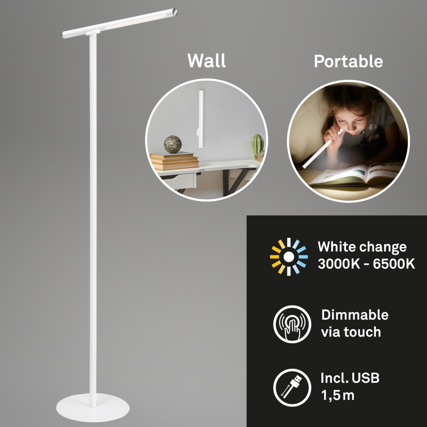 Briloner 1384-016 - LED Сенсорний торшер з регулюванням яскравості 2в1 EVERYWHERE LED/2,3W/5V 2000 mAh