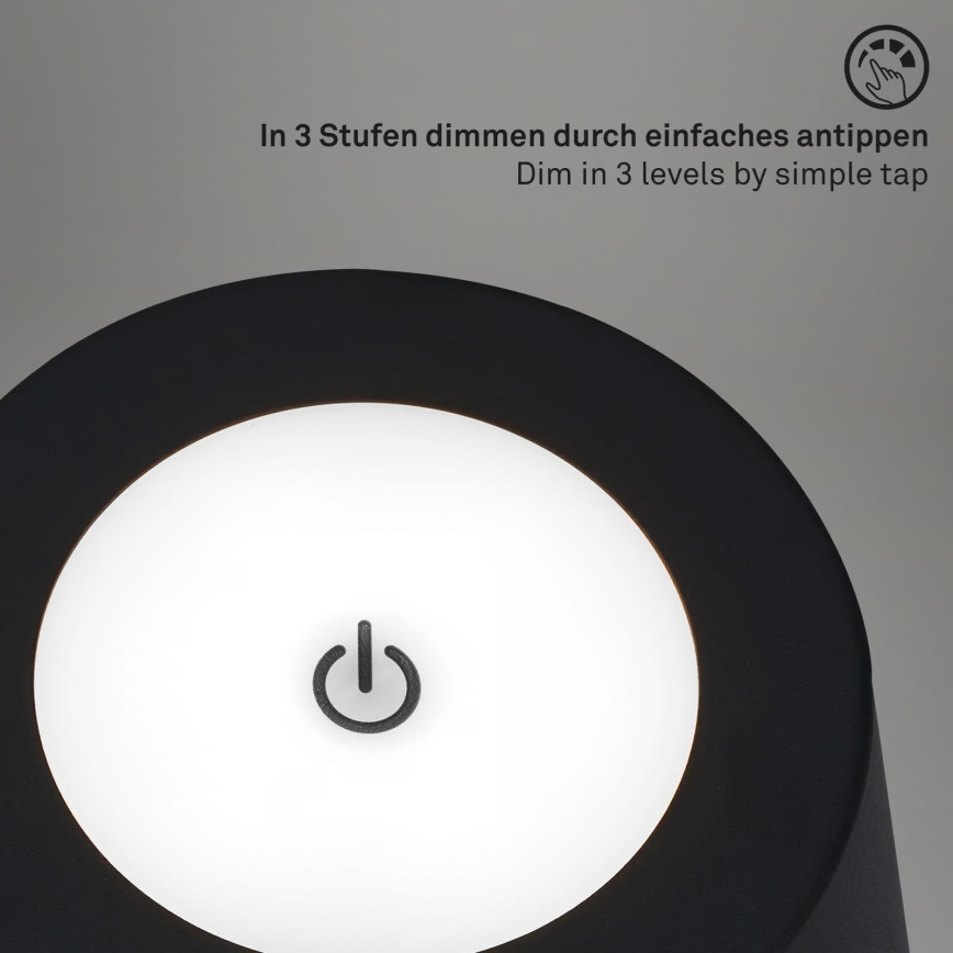 Briloner 1438015 - диммируемый торшер KIKI, LED/4,3 Вт/5 В, IP44, 2600 мА·ч, черный