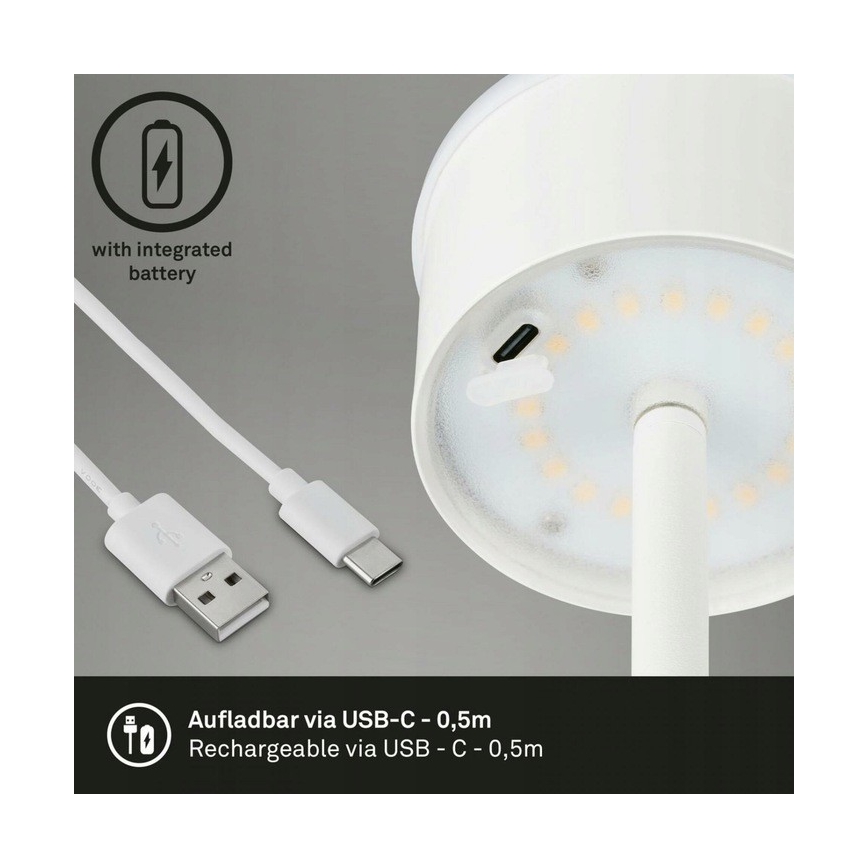 Briloner 1438016 - LED Сенсорний торшер з регулюванням яскравості 3в1 LED/3,5W/5V IP44 3000K 38-130 см білий