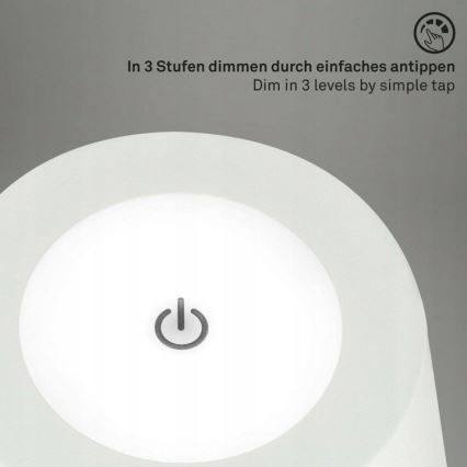 Briloner 1438016 - LED Сенсорний торшер з регулюванням яскравості 3в1 LED/3,5W/5V IP44 3000K 38-130 см білий