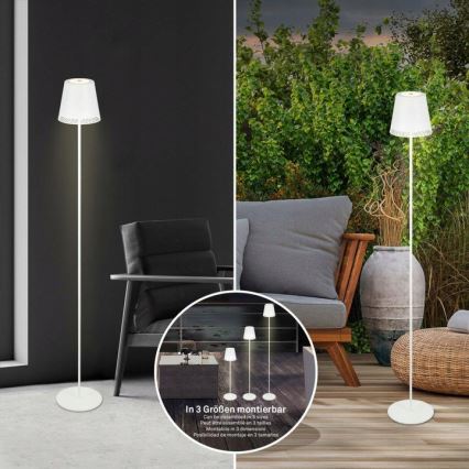 Briloner 1438016 - Светодиодный сенсорный торшер с регулированием яркости 3в1 LED/3,5W/5V IP44 3000K 38-130 см белый