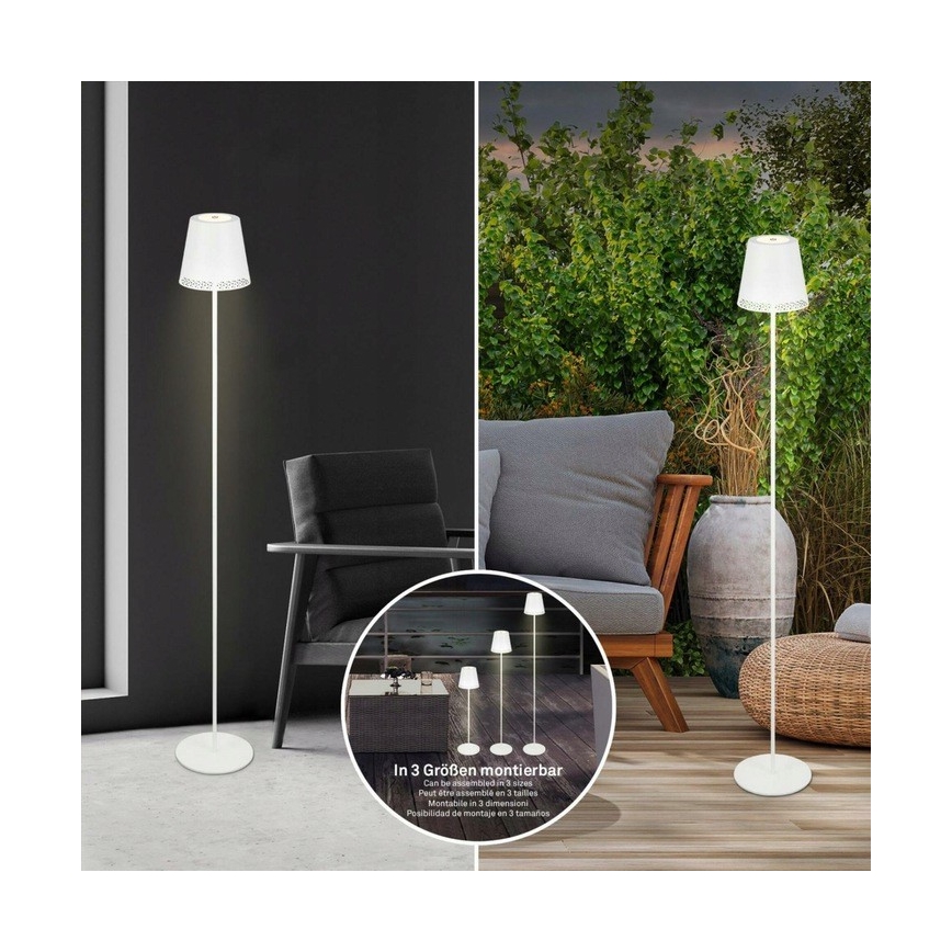 Briloner 1438016 - Светодиодный сенсорный торшер с регулированием яркости 3в1 LED/3,5W/5V IP44 3000K 38-130 см белый