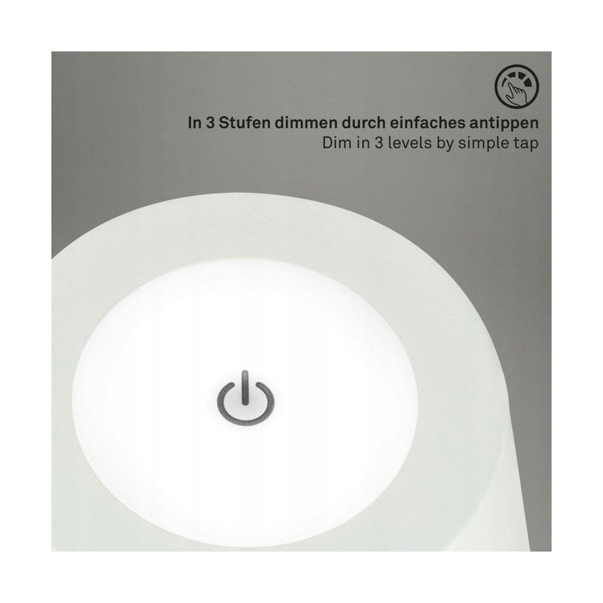 Briloner 1438016 - Светодиодный сенсорный торшер с регулированием яркости 3в1 LED/3,5W/5V IP44 3000K 38-130 см белый