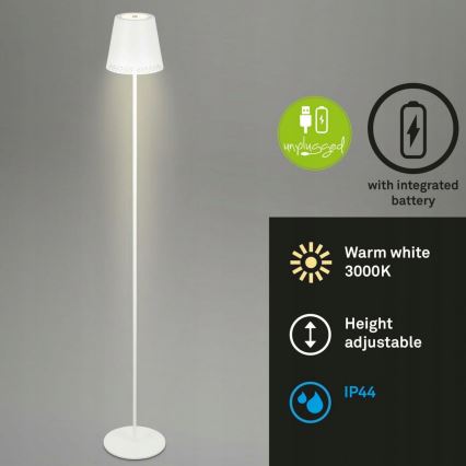 Briloner 1438016 - Светодиодный сенсорный торшер с регулированием яркости 3в1 LED/3,5W/5V IP44 3000K 38-130 см белый