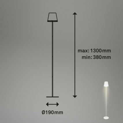 Briloner 1438016 - Светодиодный сенсорный торшер с регулированием яркости 3в1 LED/3,5W/5V IP44 3000K 38-130 см белый