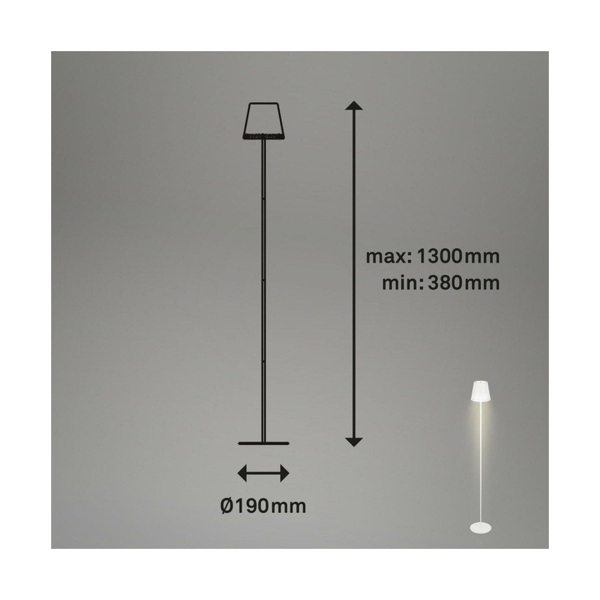 Briloner 1438016 - Светодиодный сенсорный торшер с регулированием яркости 3в1 LED/3,5W/5V IP44 3000K 38-130 см белый