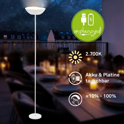 Briloner 1500016 - світлодіодна підлогова лампа ESTATE з регулюванням яскравості LED/8W/5V 4000 mAh, біла