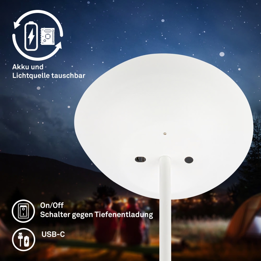 Briloner 1500016 - світлодіодна підлогова лампа ESTATE з регулюванням яскравості LED/8W/5V 4000 mAh, біла