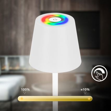 Briloner 1507016 - LED підлогова лампа KIKI з регулюванням яскравості LED/4,3W/5V IP44 2600 mAh біла