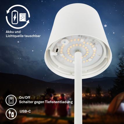 Briloner 1507016 - LED підлогова лампа KIKI з регулюванням яскравості LED/4,3W/5V IP44 2600 mAh біла