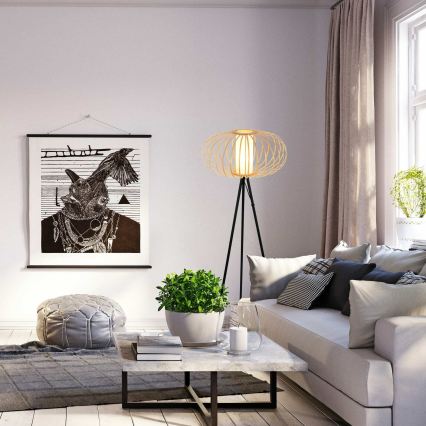 Briloner 1759011 - Торшер 1xE27/10W/230V бамбук/чёрный