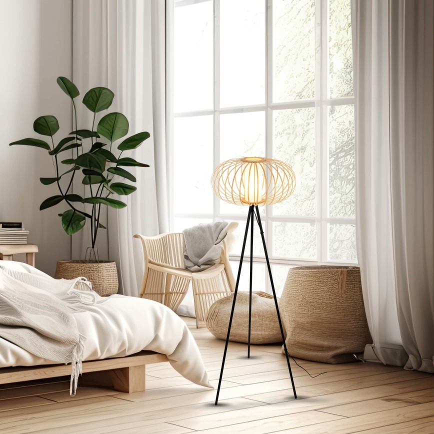 Briloner 1759011 - Торшер 1xE27/10W/230V бамбук/чёрный