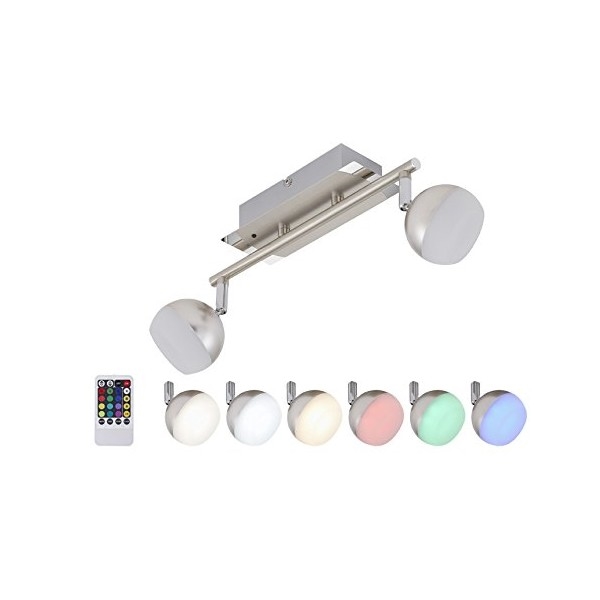Briloner 2040-022 - Светодиодный точечный RGB-светильник с регулированием яркости 2xLED/3,3W/230V + дистанционное управление