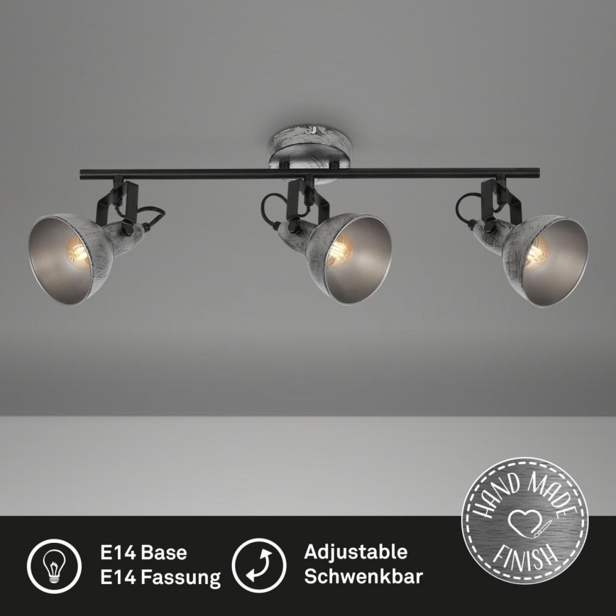 Briloner 2049-034 - Точковий світильник RETRO 3xE14/40W/230V сірий