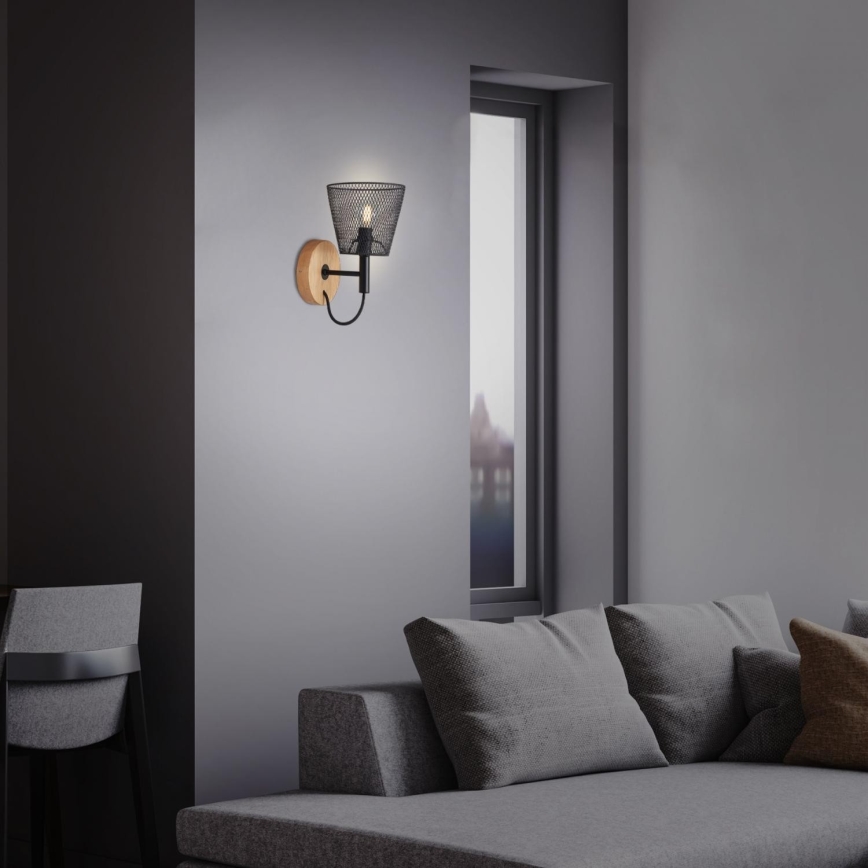 Briloner 2077-015 - Настенный светильник WOOD & STYLE 1xE14/25W/230V каучук