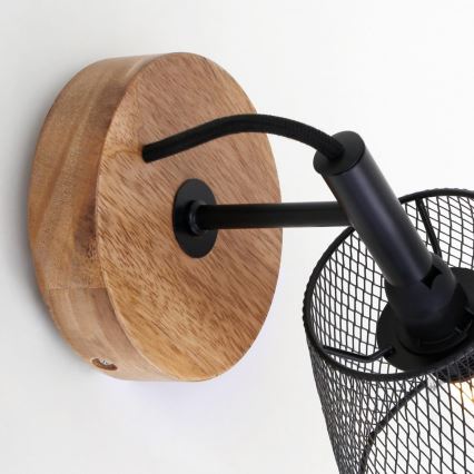 Briloner 2077-015 - Настенный светильник WOOD & STYLE 1xE14/25W/230V каучук