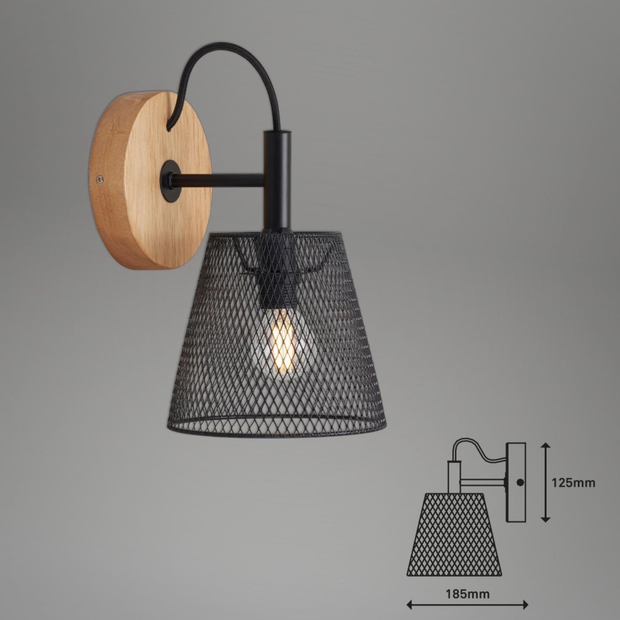 Briloner 2077-015 - Настенный светильник WOOD & STYLE 1xE14/25W/230V каучук