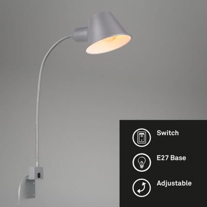 Briloner 2079-014 - Настенная гибкая лампа 1xE27/10W/230V серебристый