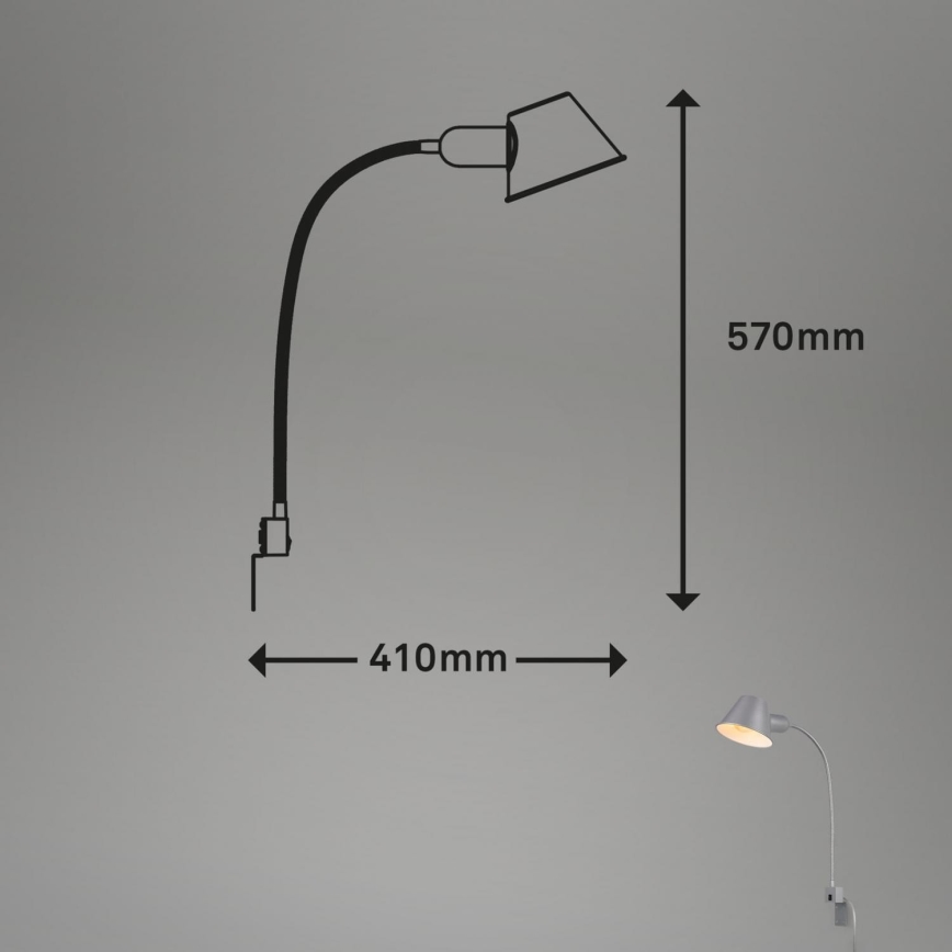 Briloner 2079-014 - Настенная гибкая лампа 1xE27/10W/230V серебристый