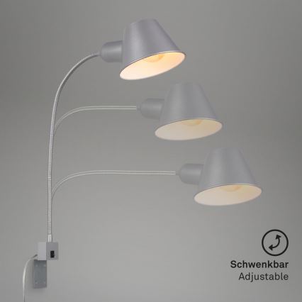 Briloner 2079-014 - Настінна гнучка лампа 1xE27/10W/230V срібний