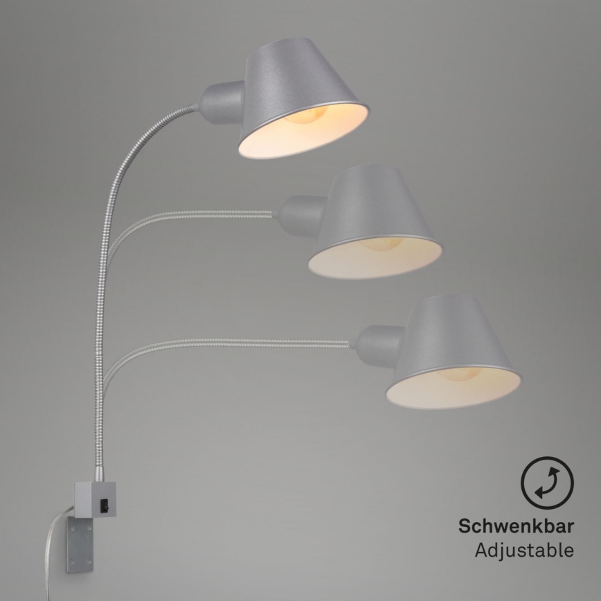 Briloner 2079-014 - Настінна гнучка лампа 1xE27/10W/230V срібний