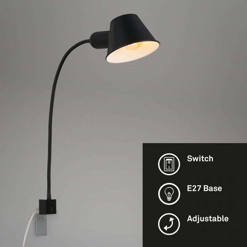 Briloner 2079-015 - Настінна гнучка лампа 1xE27/10W/230V чорний